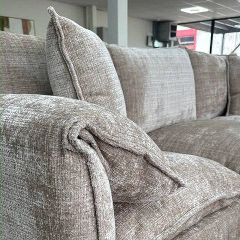 A close-up of Shaldon Fabric Corner Sofa with Pocket Coil Seat Construction