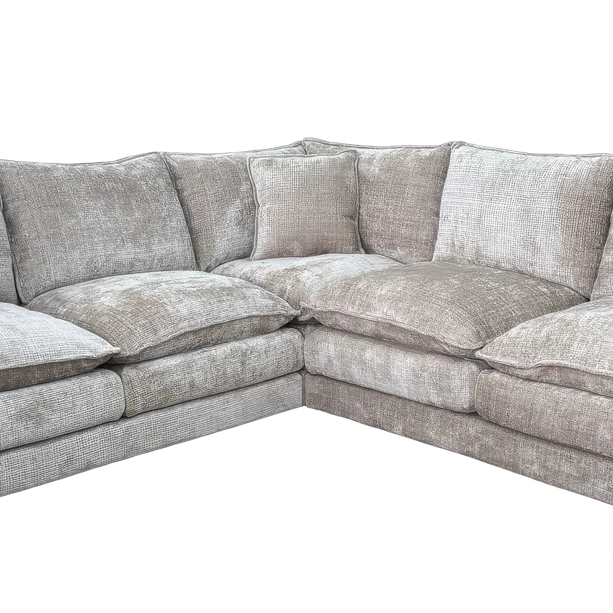 Shaldon Beige Chenille Corner Sofa in Modern Living Room