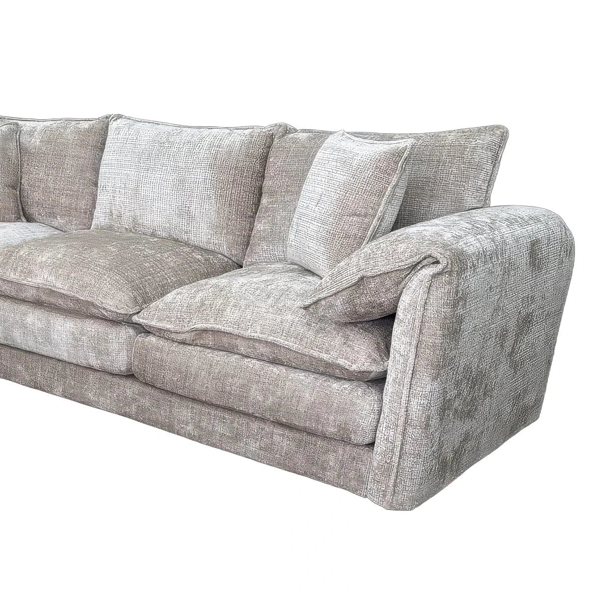 Arm Close up of Shaldon Beige Family Corner Sofa with Deep Cushioned Seating