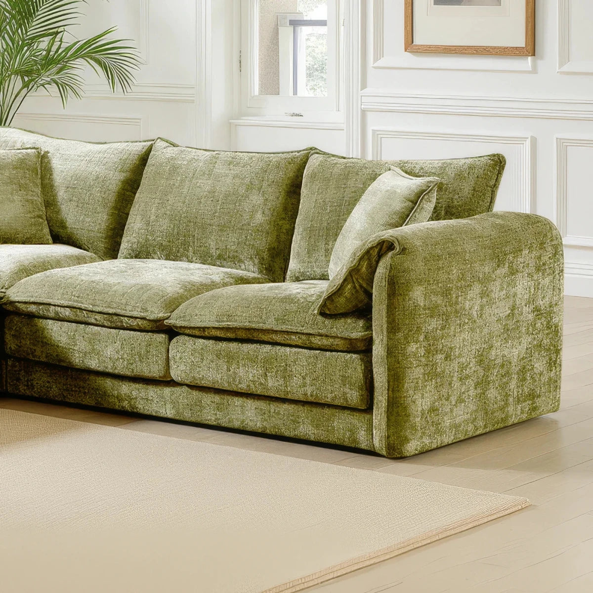 Shaldon Green Family Corner Sofa with Deep Cushioned Seating