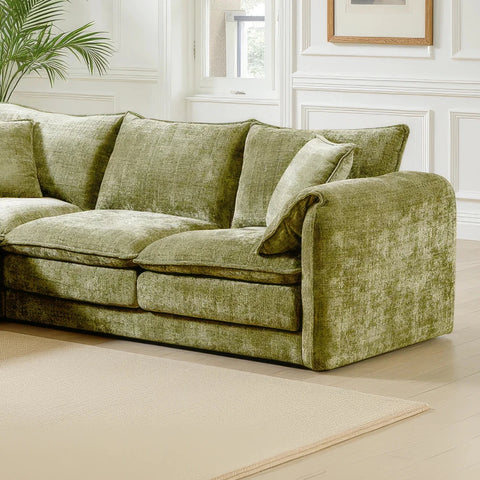 Shaldon Green Family Corner Sofa with Deep Cushioned Seating