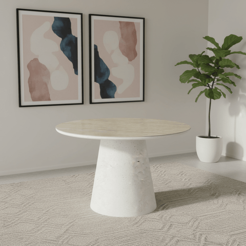 Shelby Ivory Travertine Dining Table 120cm