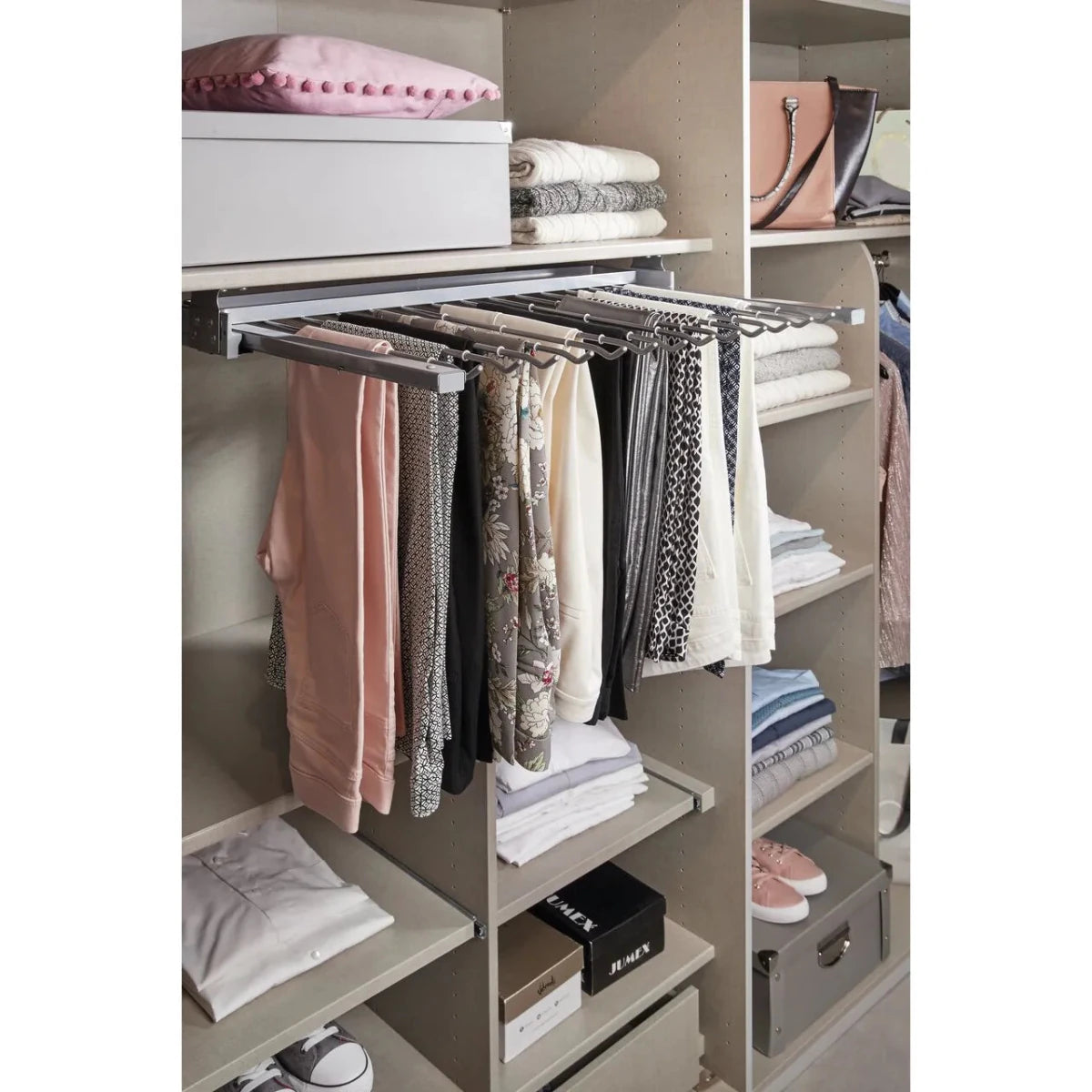 Shelf with Trouser Pull Out Orange Plus - Styled in a Bedroom