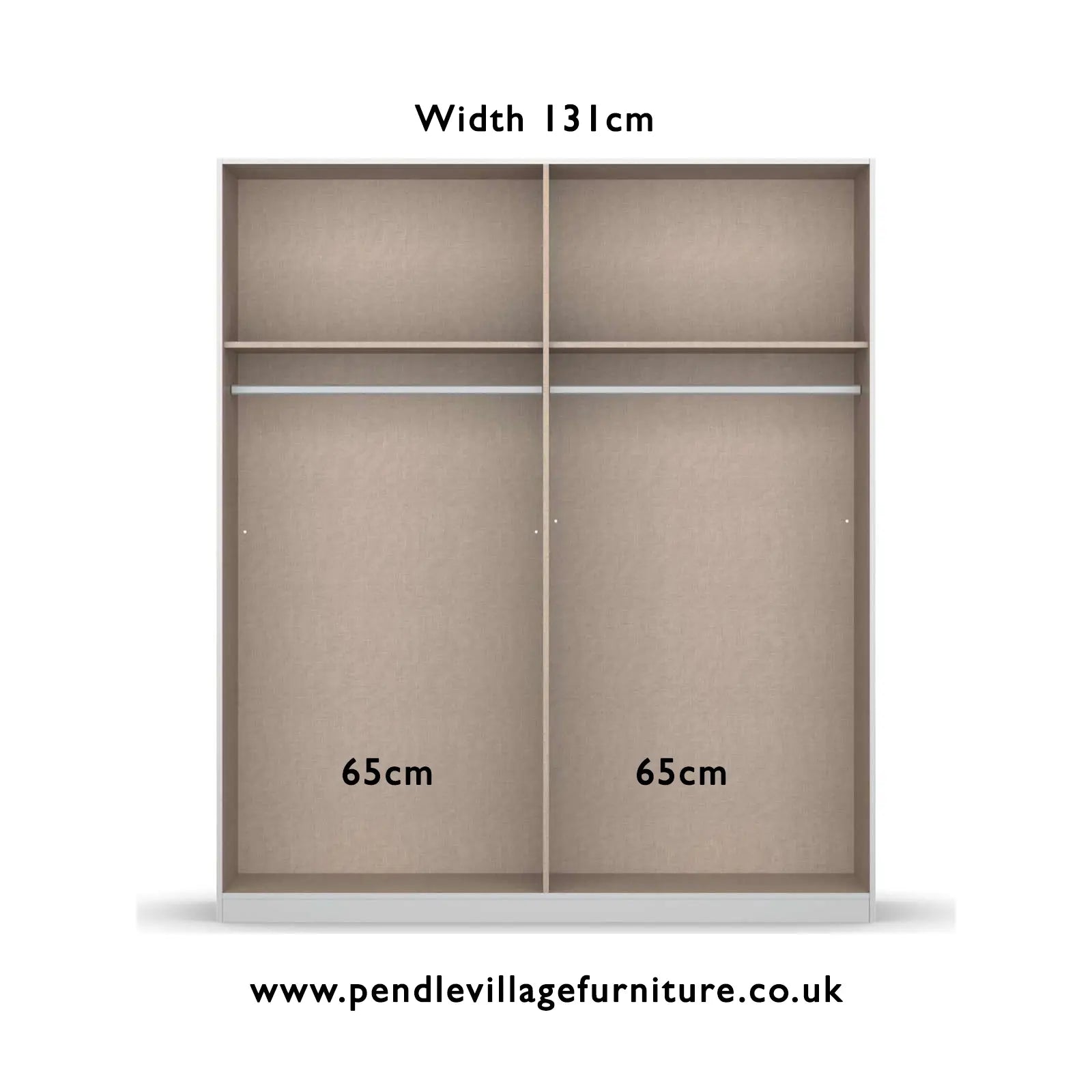 Rauch Smart Small White Sliding Door Wardrobe, Dimensions: Width 131cm Height 197cm Depth 59 cm, Free Delivery and Assembly By Pendle Village Furniture - 004