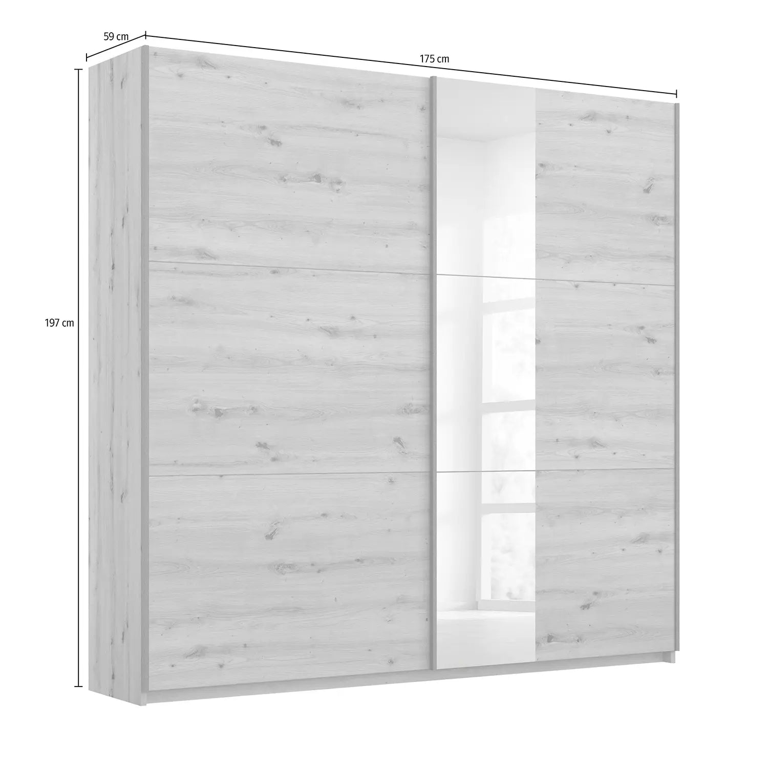 Rauch Smart Small Artisan Oak Sliding Door Wardrobe, Dimensions: Width 175cm Height 197cm Depth 59 cm, Free Delivery and Assembly By Pendle Village Furniture - 010