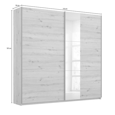 Rauch Smart Small Artisan Oak Sliding Door Wardrobe, Dimensions: Width 175cm Height 197cm Depth 59 cm, Free Delivery and Assembly By Pendle Village Furniture - 010