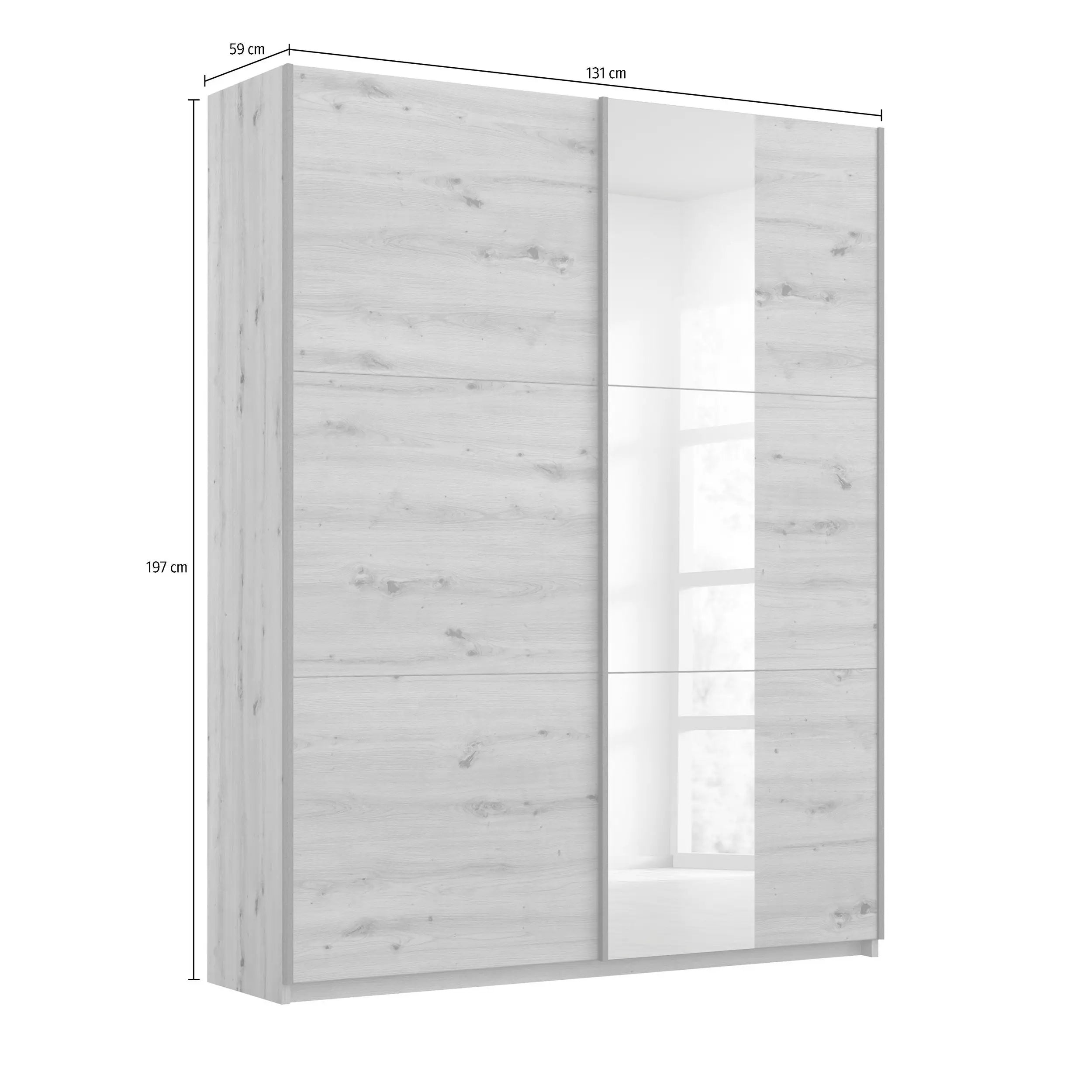 Rauch Smart Small Artisan Oak Sliding Door Wardrobe, Dimensions: Width 175cm Height 197cm Depth 59 cm, Free Delivery and Assembly By Pendle Village Furniture - 009