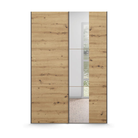 Rauch Smart Small Artisan Oak Sliding Door Wardrobe, Dimensions: Width 131cm Height 197cm Depth 59 cm, Free Delivery and Assembly By Pendle Village Furniture - 003