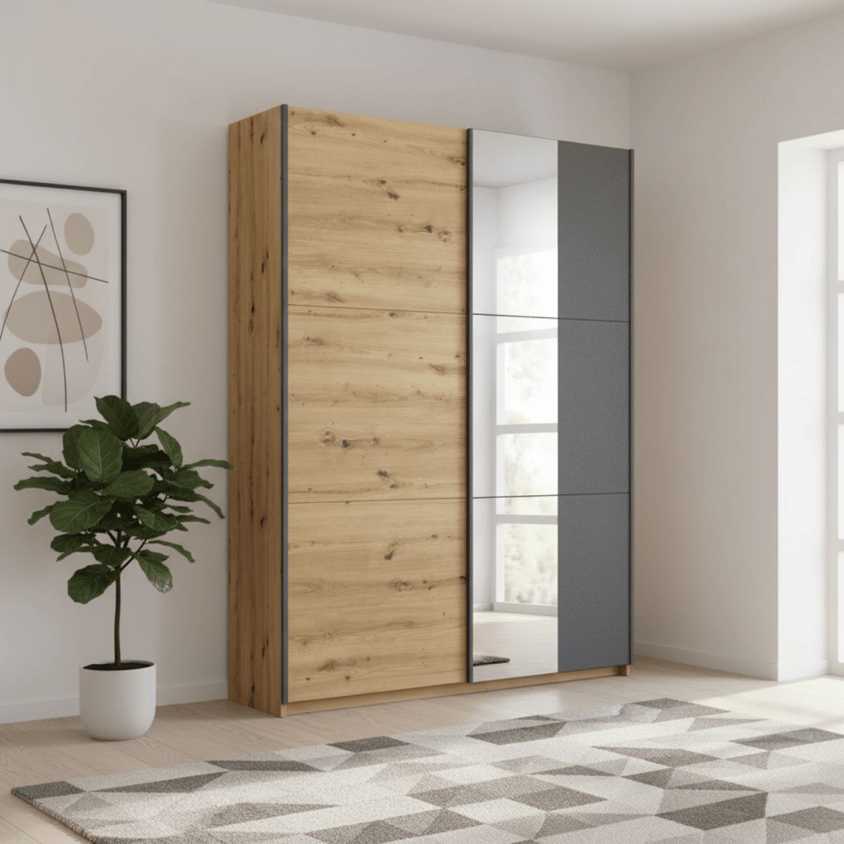 Small Compact Sliding Door wardrobe Width 131 Height 197cm