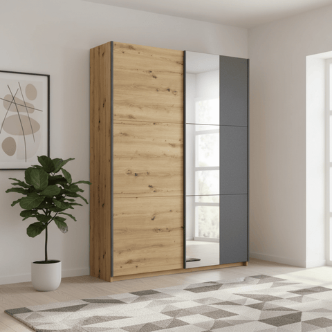 Small Compact Sliding Door wardrobe Width 131 Height 197cm