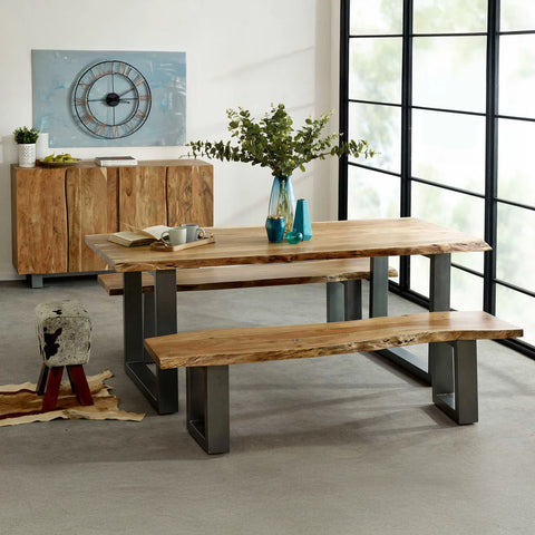 Sierra Live Edge Acacia Wood 2M Dining Table - Pendle Village Furniture