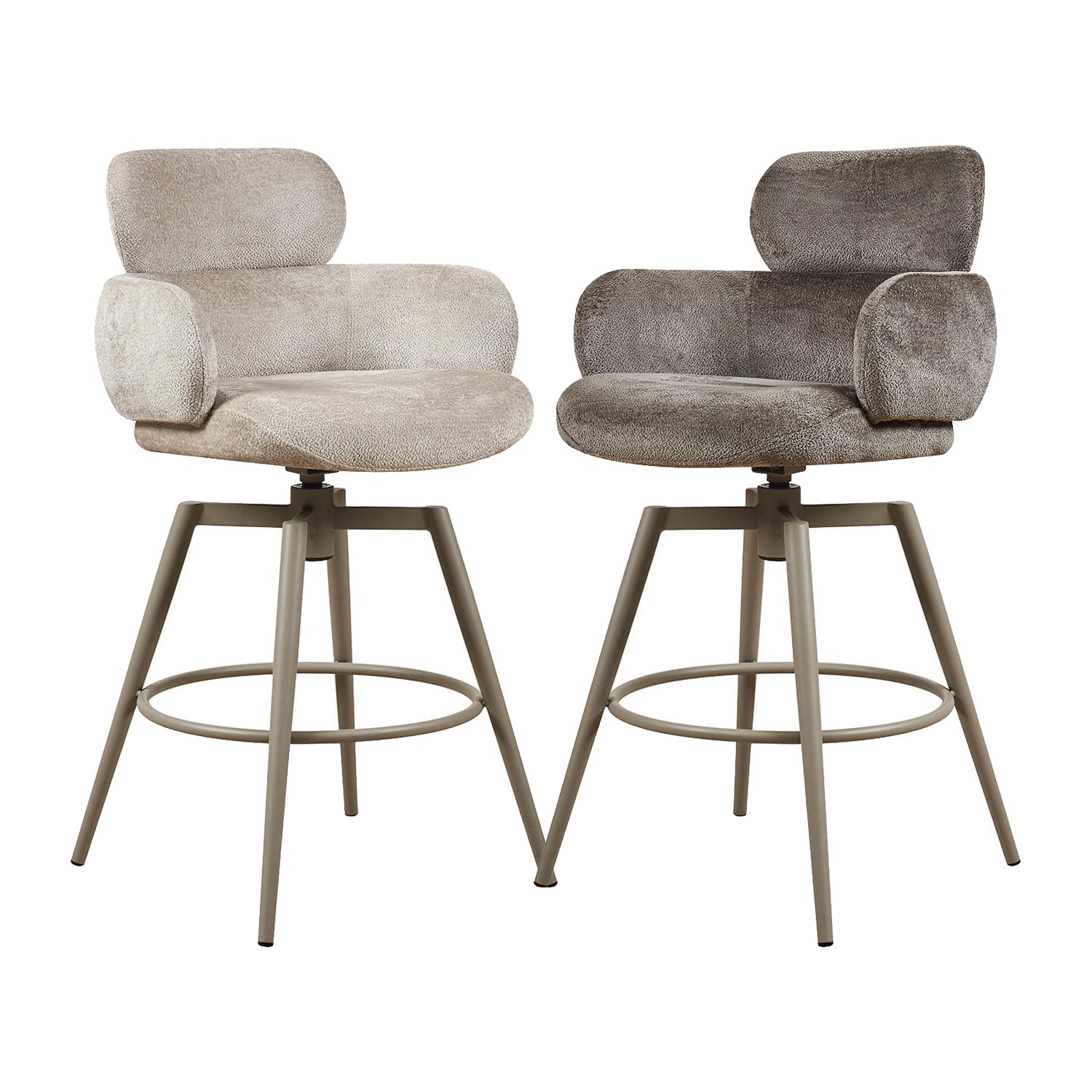 Sirius  Fabric swivel bar stool. Padded seats, powder-coated finish metal legs