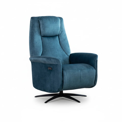 Skipton Ocean Blue Swivel Electric Recliner Chair - Pendle Village Furniture