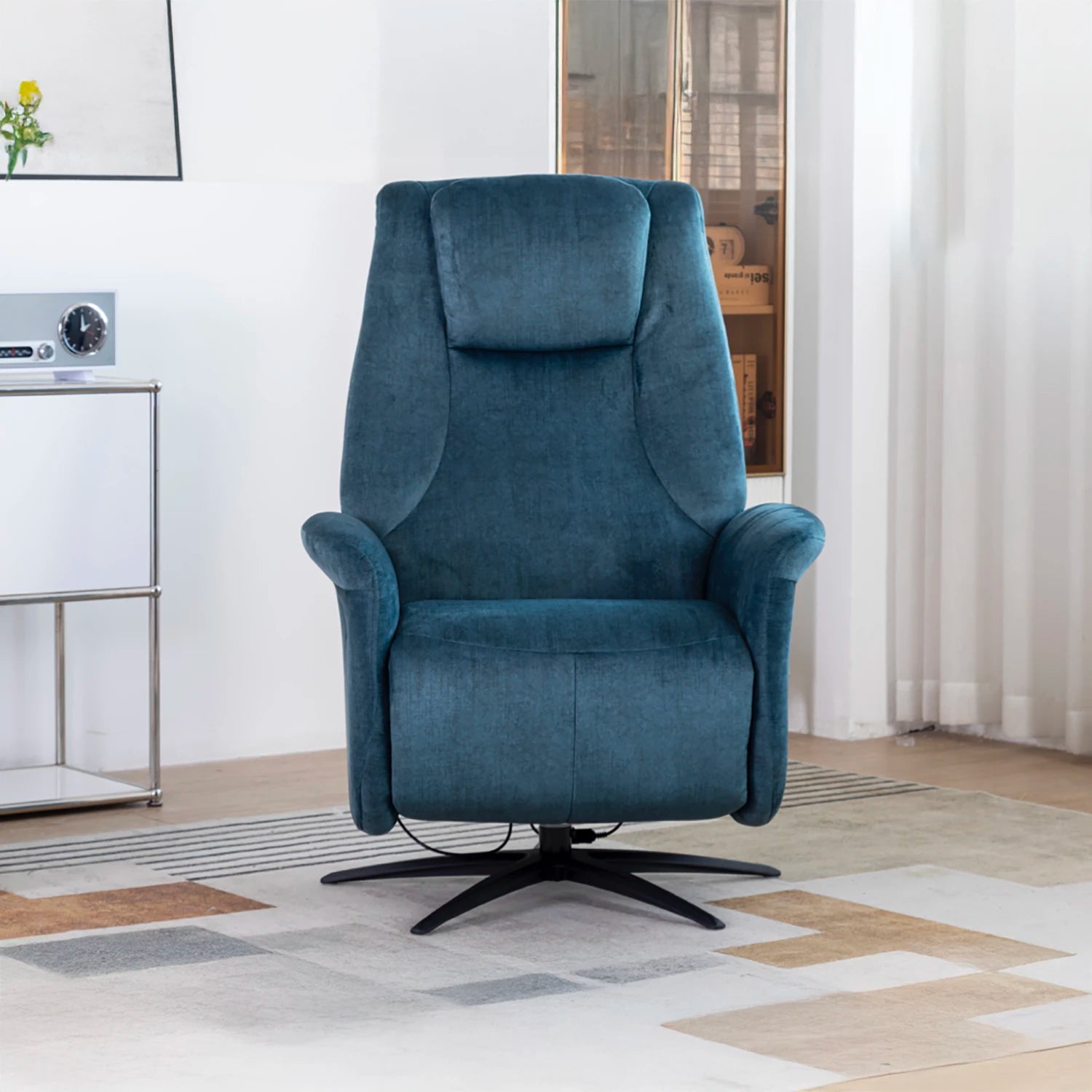 Skipton Ocean Blue Swivel Electric Recliner Chair - Pendle Village Furniture