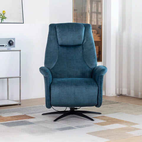 Skipton Ocean Blue Swivel Electric Recliner Chair - Pendle Village Furniture