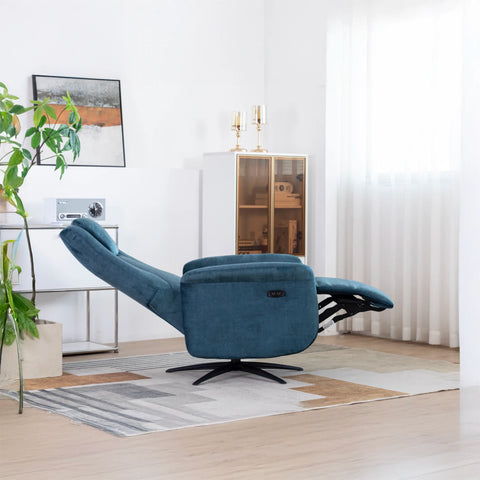 Skipton Ocean Blue Swivel Electric Recliner Chair - Pendle Village Furniture