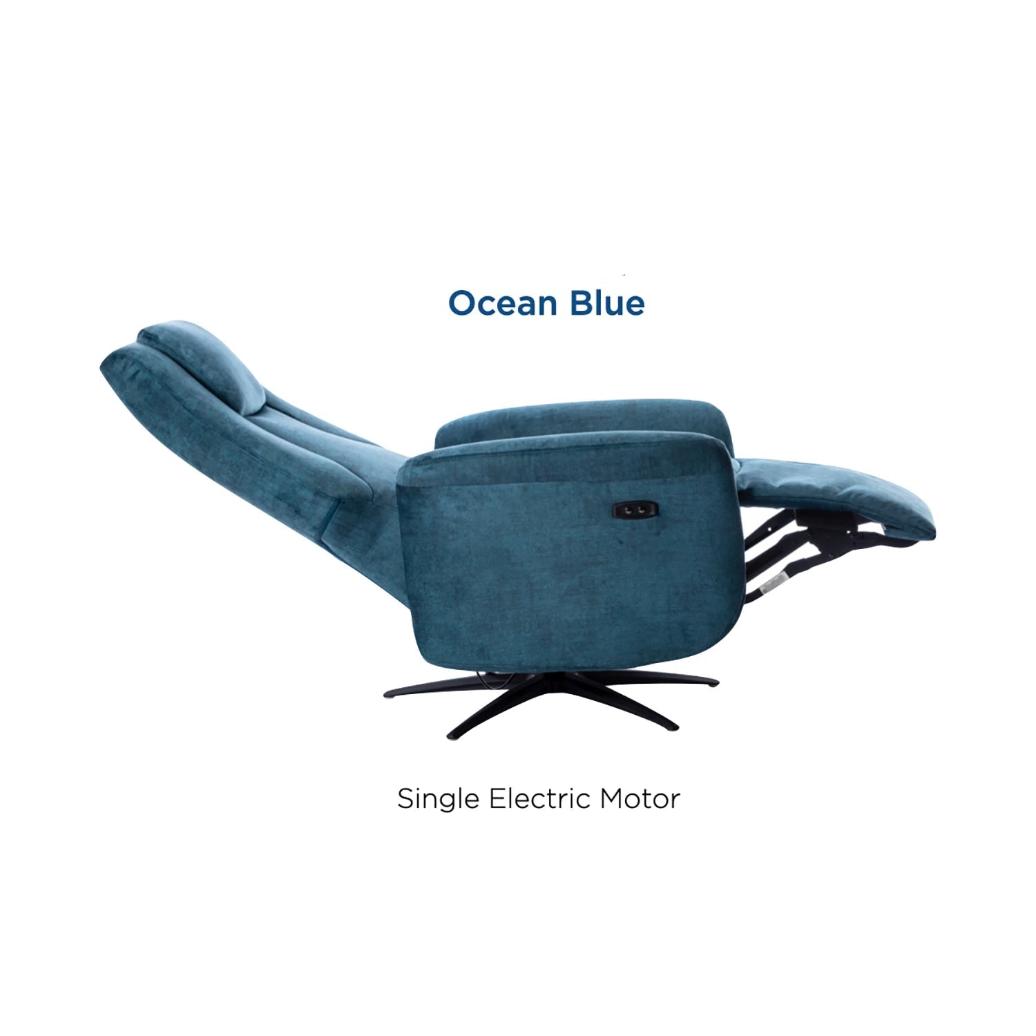 Skipton Ocean Blue Swivel Electric Recliner Chair - Pendle Village Furniture