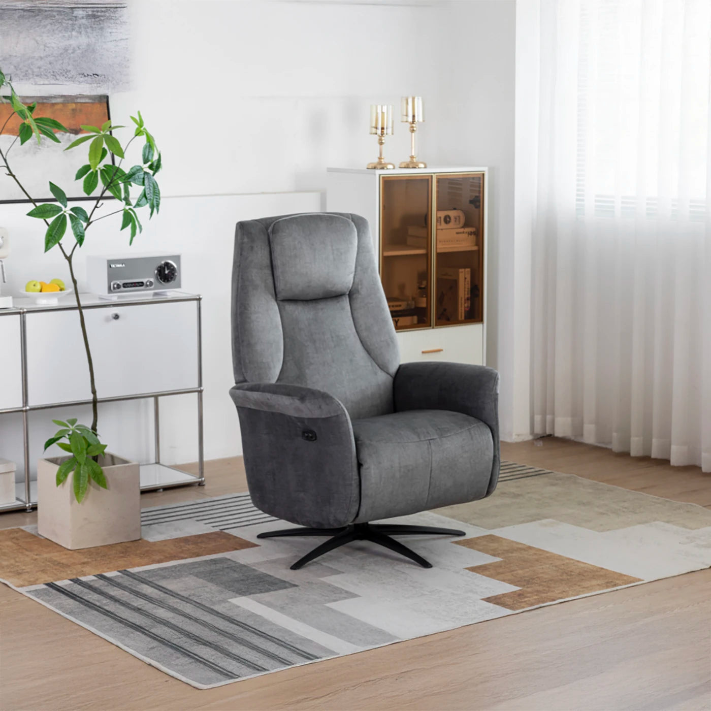 Skipton Grey Swivel Electric Recliner Chair - Pendle Village Furniture