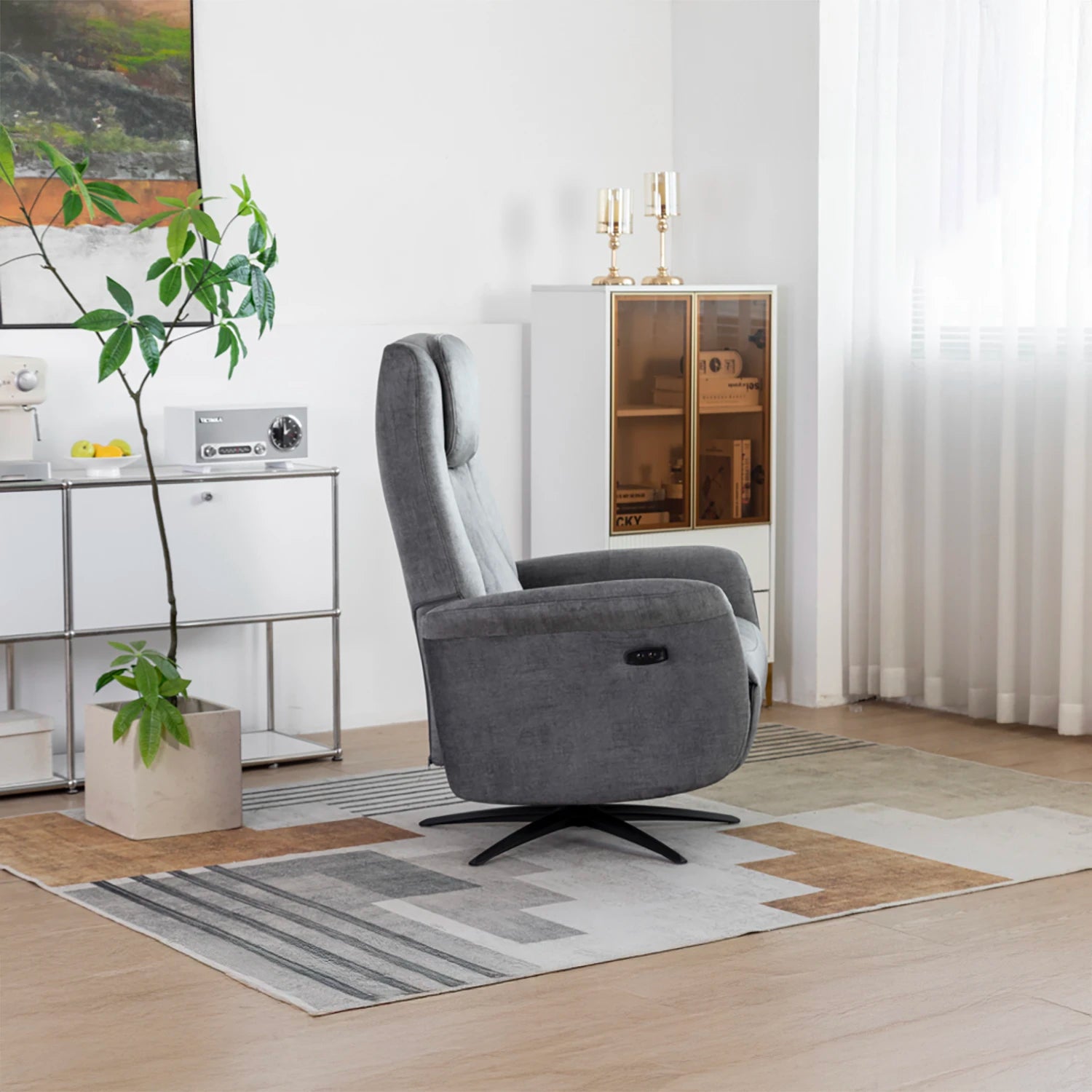 Skipton Grey Swivel Electric Recliner Chair - Pendle Village Furniture