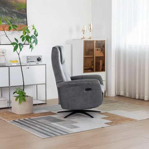 Skipton Grey Swivel Electric Recliner Chair - Pendle Village Furniture