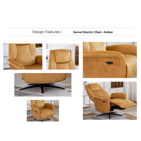 Skipton Amber Swivel Electric Recliner Chair - Pendle Village Furniture