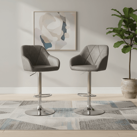 Sloan Curved Leather Effect Bar Stool – Pair of 2