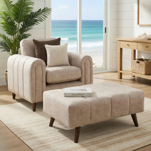 Soho Gemini footstool in stone colour