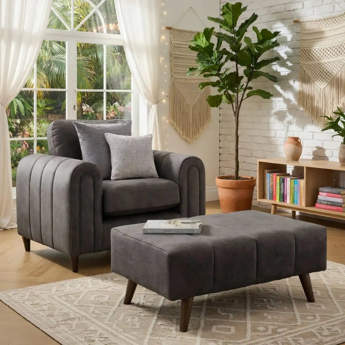 Soho Gemini footstool in charcoal colour