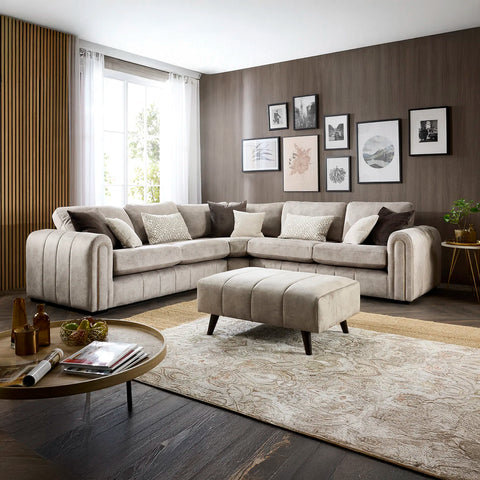 Soho Gemini Stone Fabric Corner Sofa
