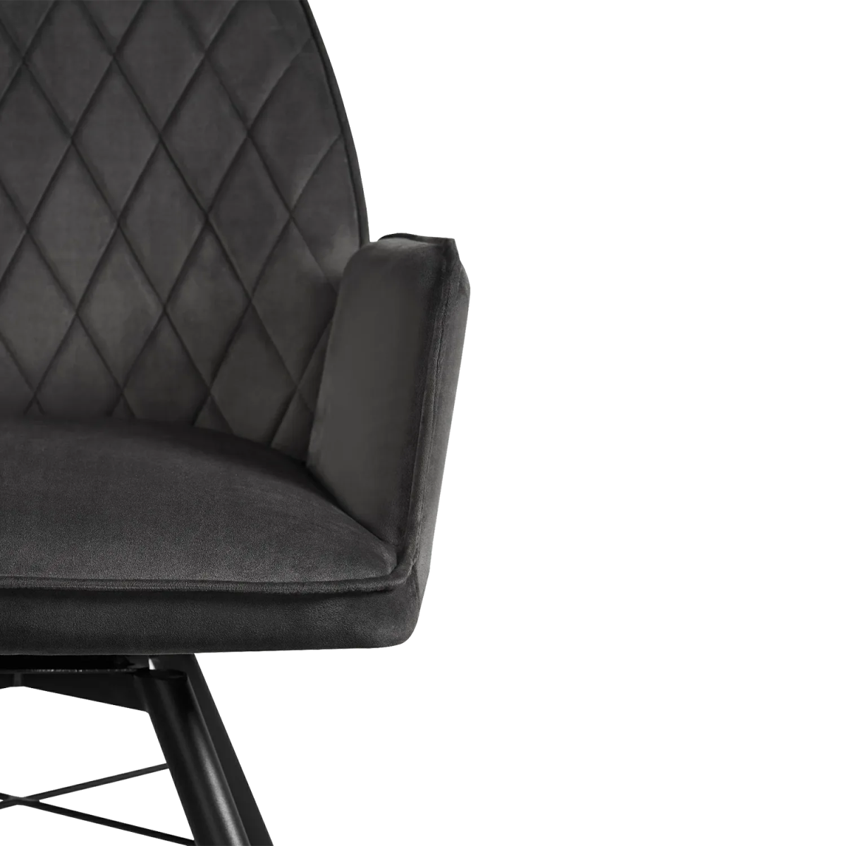 Solaris Swivel Armchair in Dark Grey Soft Velvet, Set of 4