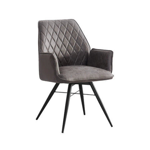 Solaris Swivel Armchair in Charcoal Suede Faux, Set of 4