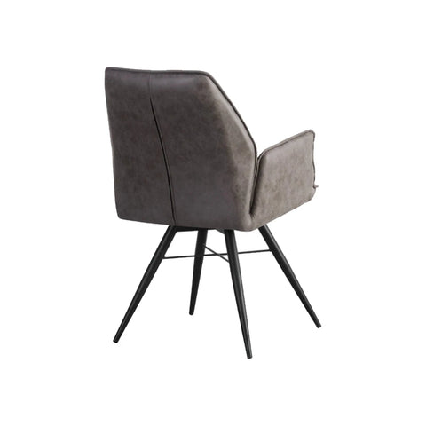 Solaris Swivel Armchair in Charcoal Suede Faux, Set of 4