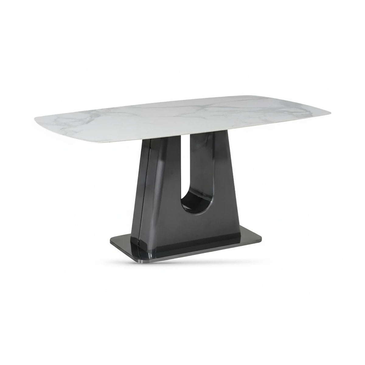 Solo White Sintered Stone Dining Table with Porto Swivel Dining Chairs - Pendle Village Furniture