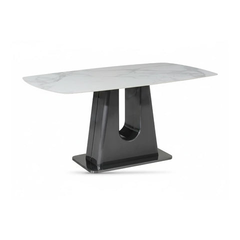 Solo White Sintered Stone Dining Table with Porto Swivel Dining Chairs - Pendle Village Furniture