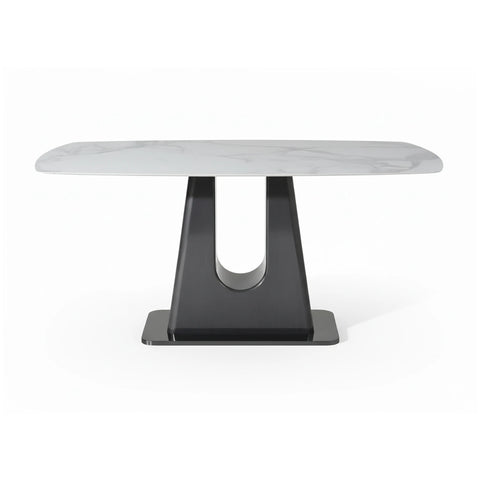 Solo White Sintered Stone Dining Table with Porto Swivel Dining Chairs - Pendle Village Furniture