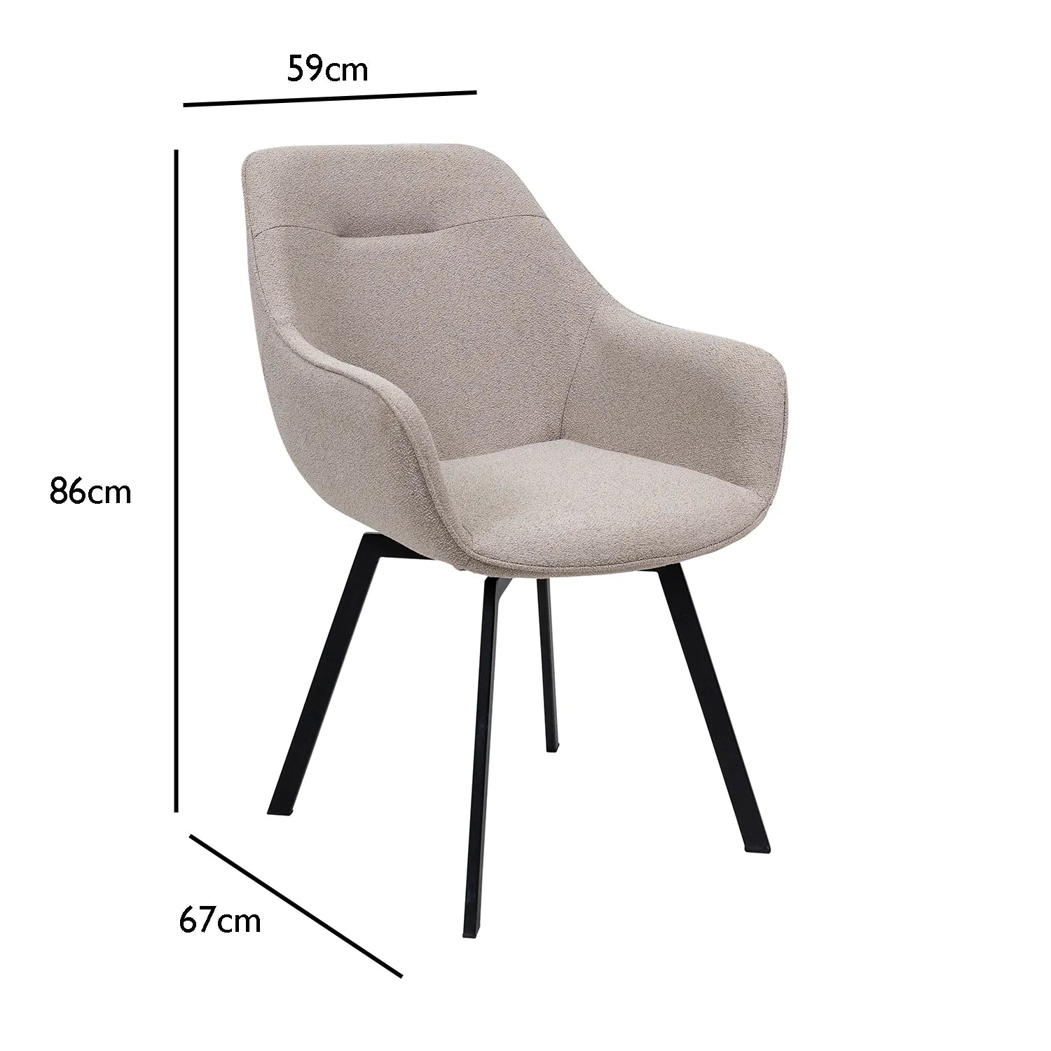 Sorento Stone Fabric 180° Swivel Dining Armchair – Set of 4 - Pendle Village Furniture