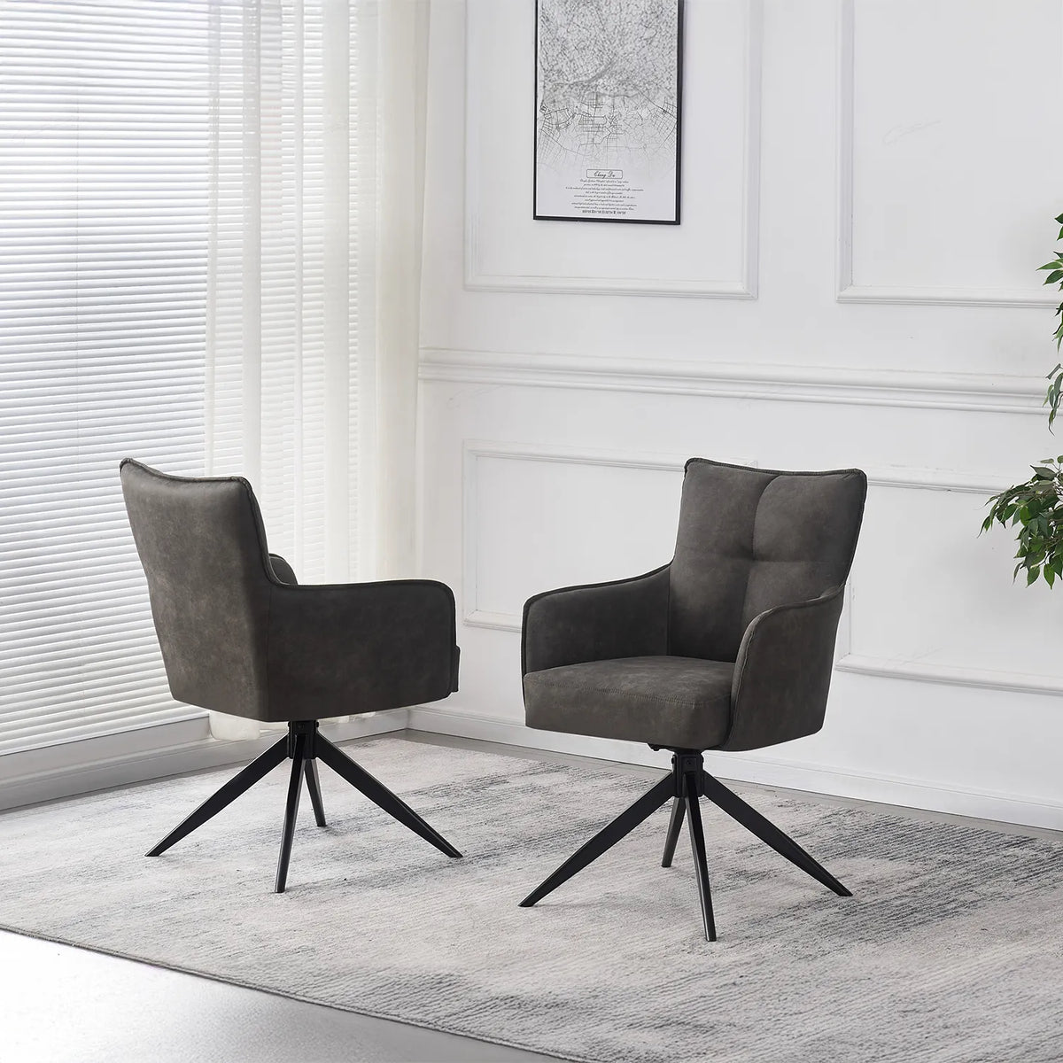Sorrento Vintage Grey Suede Set of 4 Dining Chairs - Pendle Village Furniture