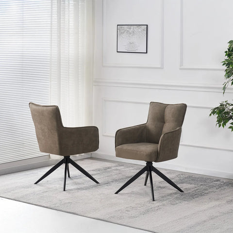 Sorrento Vintage Taupe Suede Set of 4 Swivel Dining Chairs