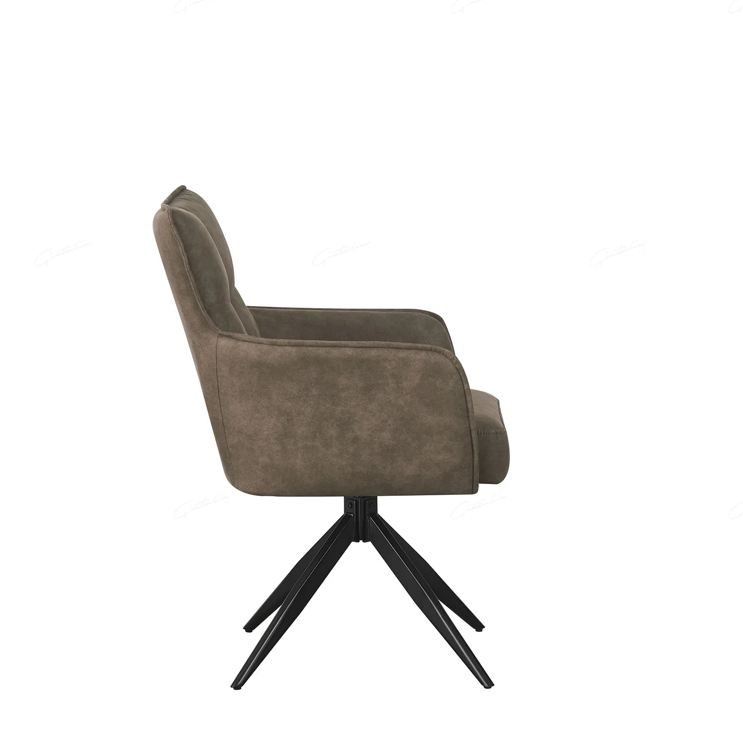 Sorrento Vintage Taupe Suede Set of 4 Dining Chairs with Black Swivel Legs