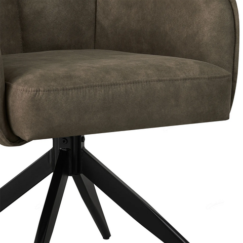 Taupe Fabric Swivel Dining Chairs with Arms