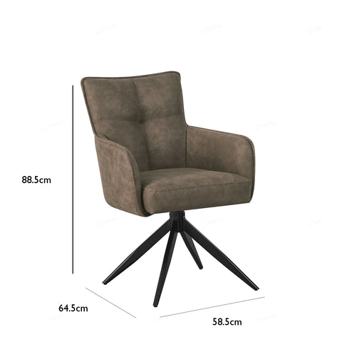 Sorrento Vintage Taupe Suede Set of 4 Dining Chairs - Dimensions
