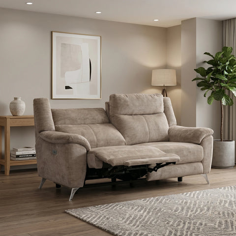 Spencer Monroe Mink fabric Power reclining Modern Sofa Upholstered in Chenille Fabric