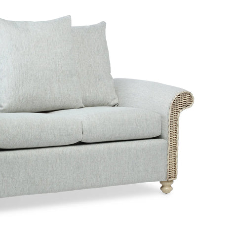 Desser Samford Rattan 2 Seater Sofa with Scatter Cushions in Pebble Fabric, available in a 3 Seater, 2 Seater, Swivel Rocker, Swivel Chair, Armchair and Footstool.  Choose from various fabrics - Close Up of fabric