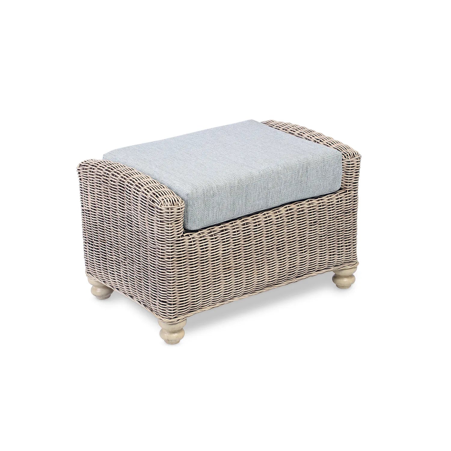 Desser Samford Rattan Footstool in Pebble Fabric - Pendle Village Furniture