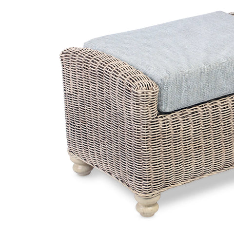 Desser Samford Rattan Footstool in Pebble Fabric - Pendle Village Furniture