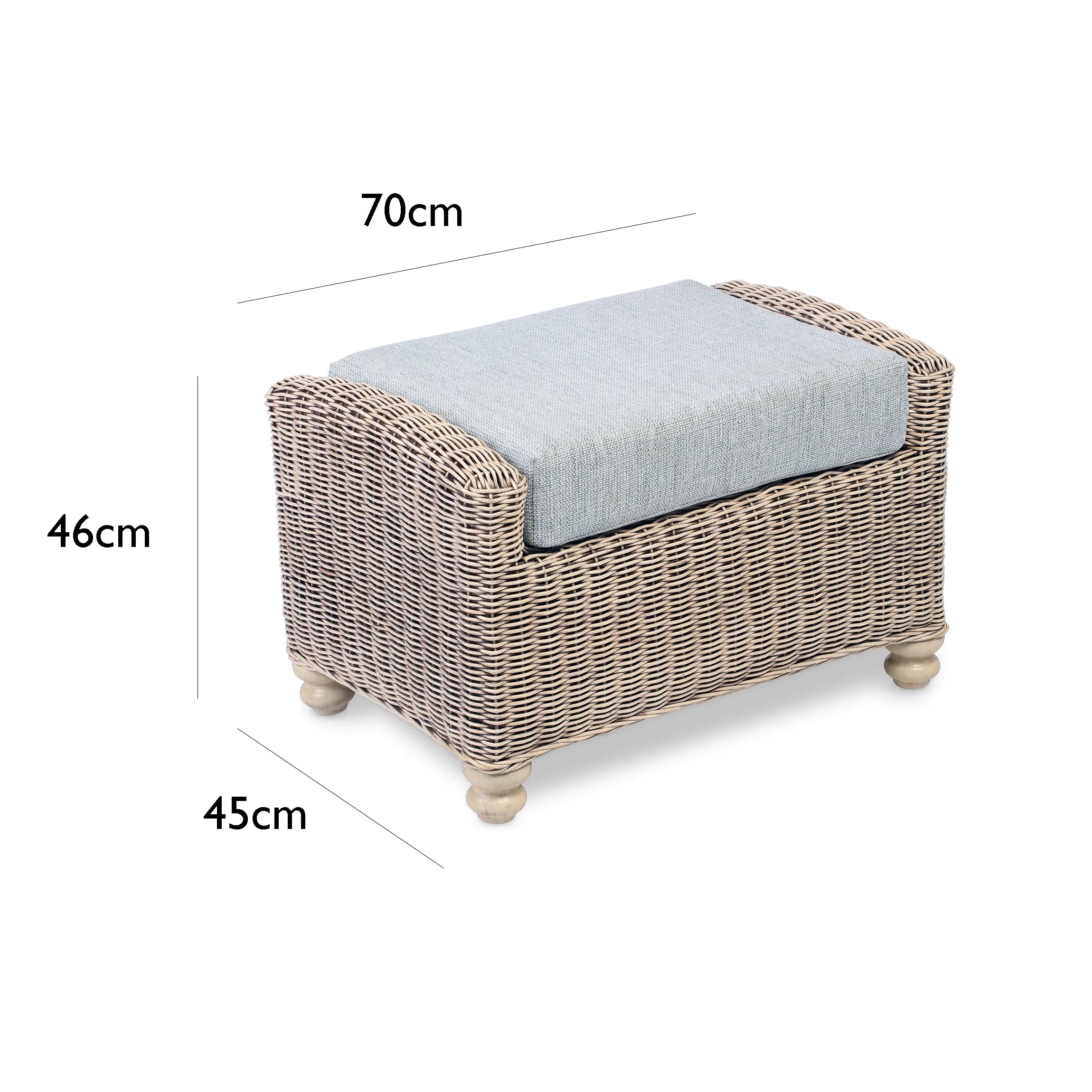 Desser Samford Rattan Footstool in Pebble Fabric - Pendle Village Furniture