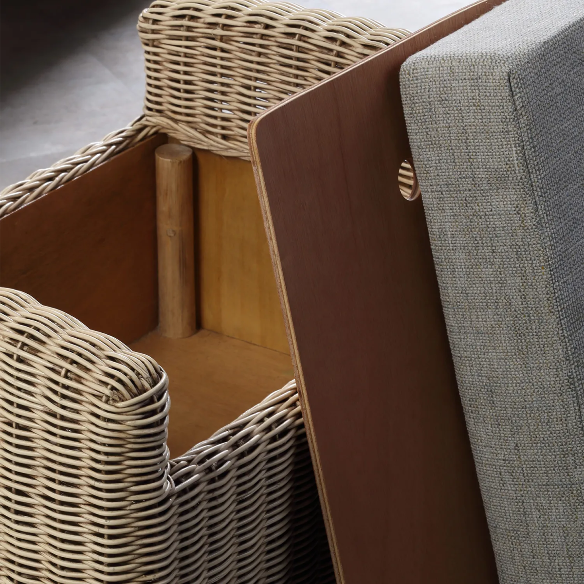 Desser Samford Rattan Footstool in Pebble Fabric - Pendle Village Furniture