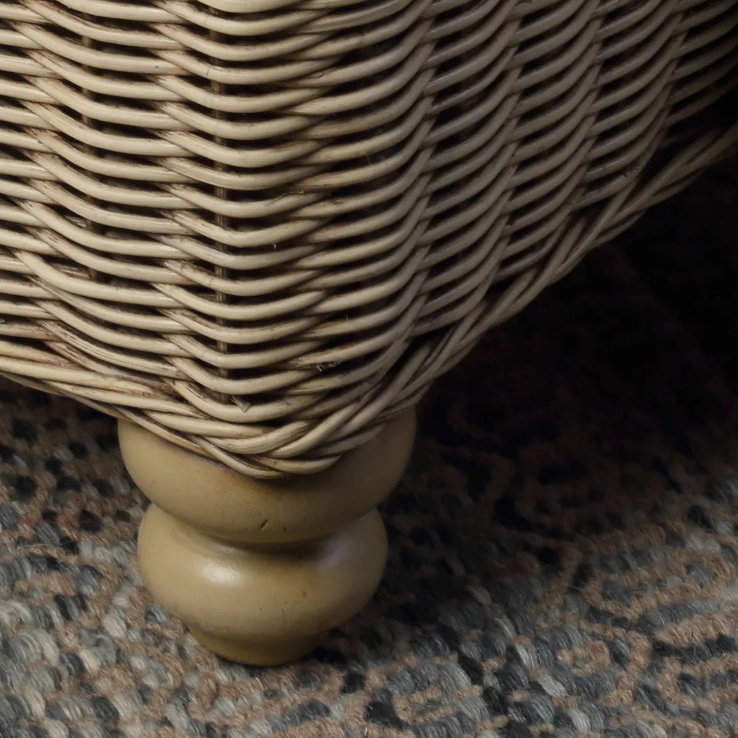 Desser Samford Rattan Footstool in Pebble Fabric - Pendle Village Furniture
