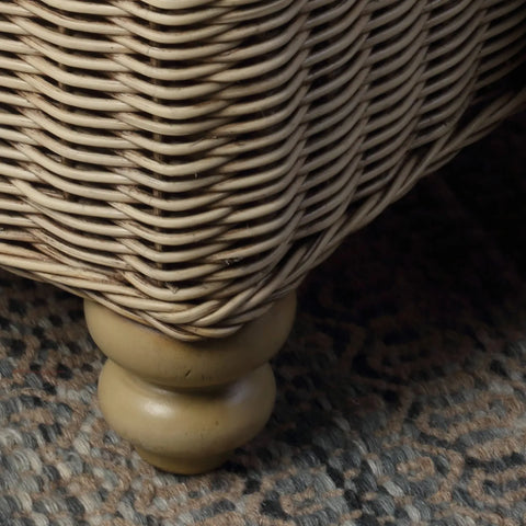 Desser Samford Rattan Footstool in Pebble Fabric - Pendle Village Furniture