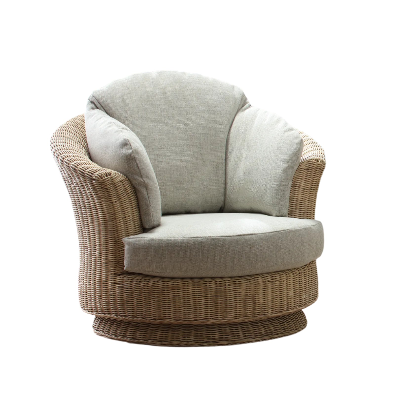Desser Samford Rattan Swivel Chair in Pebble Fabric. Shop the Desser Samford collection and add modern elegance to your conservatory or summer house. Choose from a variety of fabrics.